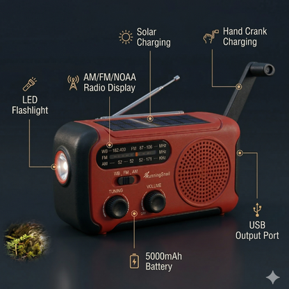 NIXAR 3-in-1 Emergency Radio Charger Hand-Crank Backup Power, Flashlight & Emergency Radio