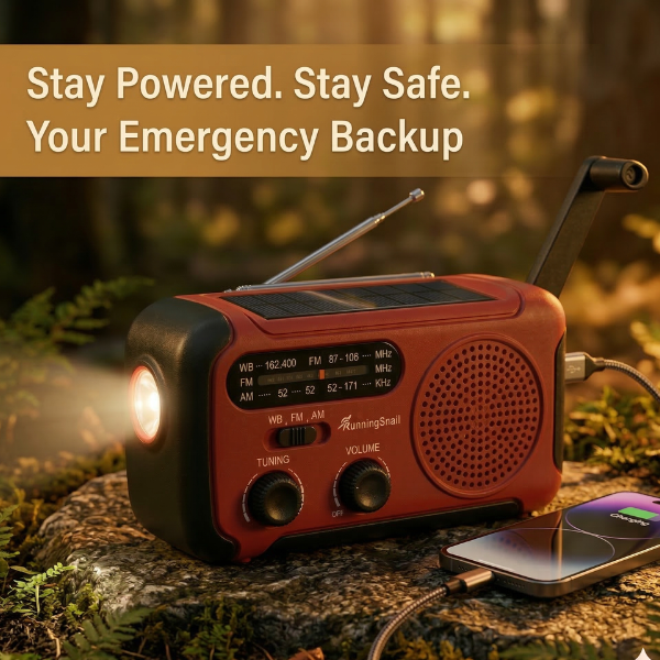 NIXAR 3-in-1 Emergency Radio Charger Hand-Crank Backup Power, Flashlight & Emergency Radio